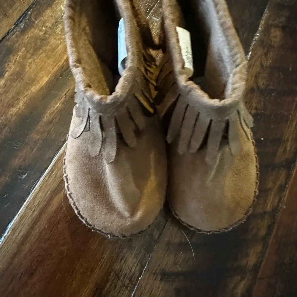 Teeny Toes Toddler Fringe Boots Brown Faux Suede Snap Closure Size 4